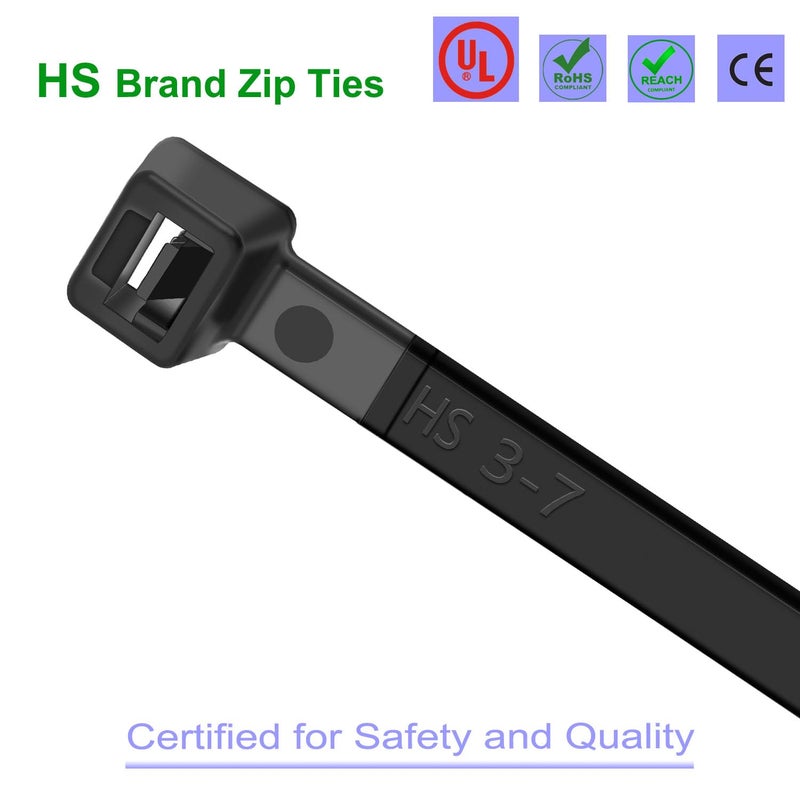 HS Strong 12 Inch Heavy Duty Outdoor Wire Zip Ties Thick 0.3 Inch (100 Pack) 120 LBS High Strength Large Plastic Wide Cable Zipties Black Hd - Image 4